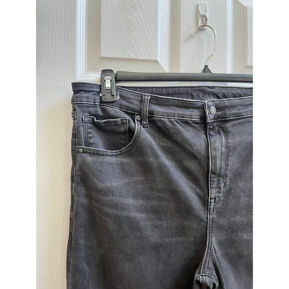 American Eagle Next Level Stretch Black Wash Kick Boot Crop Jean Plus Size 18R - Picture 6 of 12